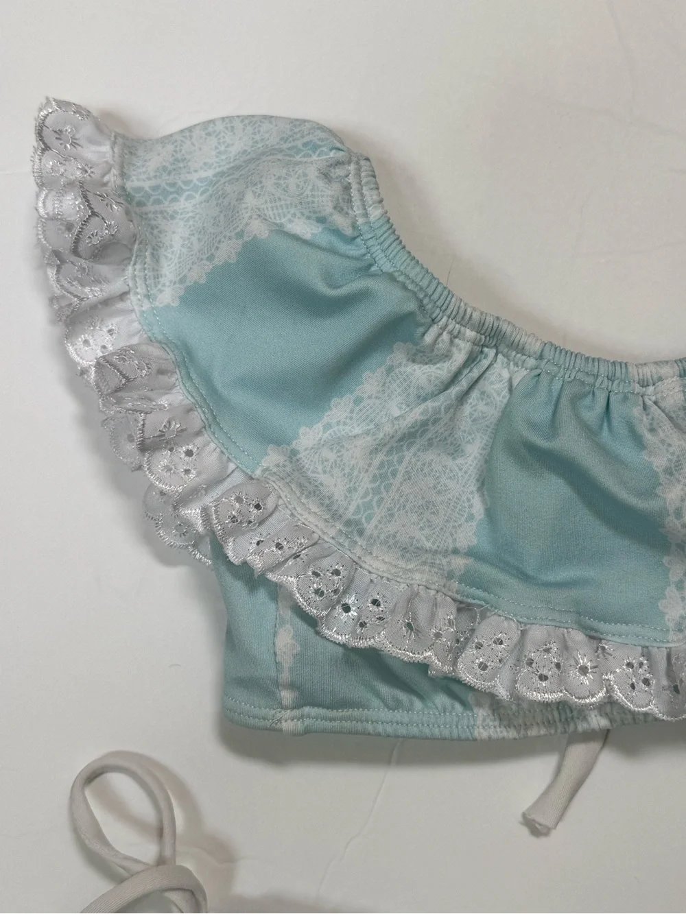 Well Dressed Wolf 2T Bikini Set Robin Egg Blue & Antique White Trim & Ties Girls